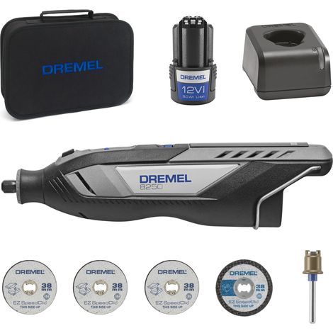 Dremel 8150 Herramienta Rotativa sin cable 12V sin escobillas Velocidad Variable 5.000-30.000 RPM kit con bolsa, 5 accesorios, Batería 2.0Ah+Cargador para amolar, taladrar, fresar, grabar, reparar/DIY