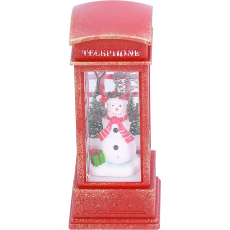 Décoration de Noël Lumineuse - Cabine Téléphonique avec Bonhomme de Neige, Lampe Veilleuse pour Maison, Idée Cadeau Festif (1/5)
