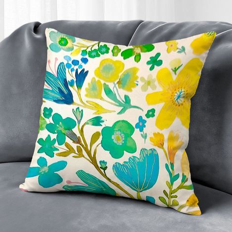 Housse de coussin patio fleurs, décoration extérieur printemps été pour salon jardin,40×40cm (1/5)