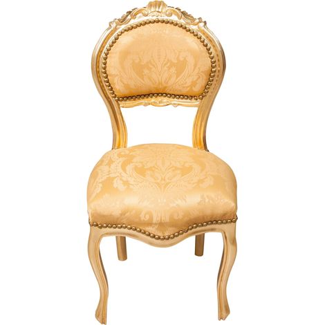 Küchenstuhl aus Holz Esszimmerstuhl 92x45x45 cm Louis XVI Polstersessel Barocksessel Goldsessel im französischen Stil