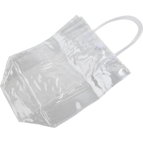 Lot de 5 sacs fourre-tout réutilisables en PVC transparent avec poignées, fond carré, sacs de courses pour mariages, fêtes, emballage de vente au détail et présentation (1/5)