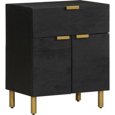 Comodino con cassetto e vano con anta 50 x 33 x 60 cm multistrato nero DEC034498