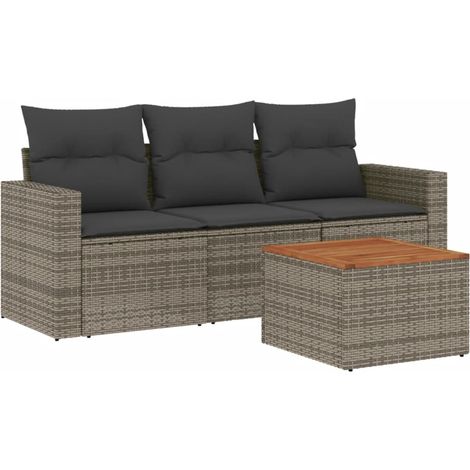 Maison Exclusive - 4-tlg. Garten-Sofagarnitur mit Kissen Grau Pol