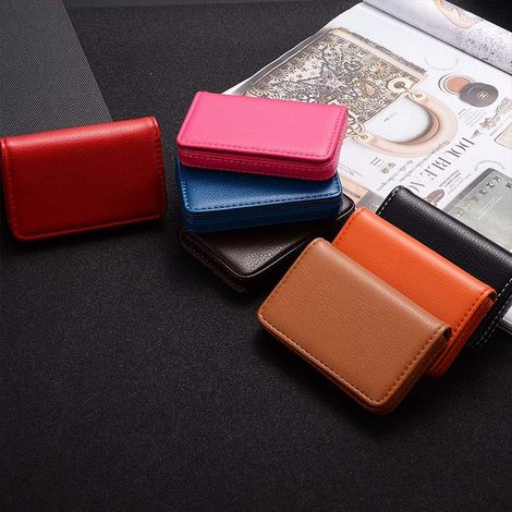 Porte-cartes visite en cuir PU, noir, cadeau idéal pour homme ou femme. (1/5)