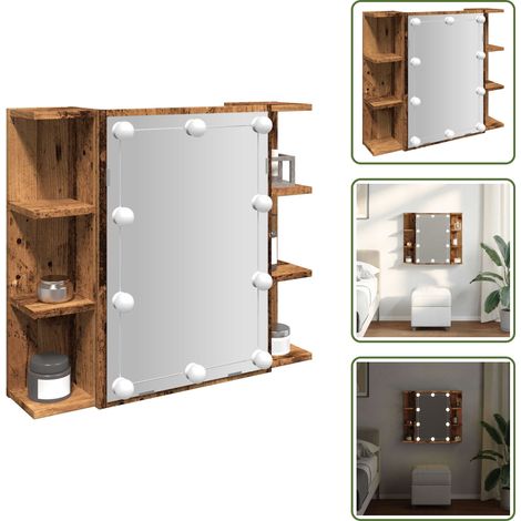 Spiegelschrank mit LED Altholz 70x16,5x60 cm - Spiegelschrank - Spiegelschränke - LED Spiegelschrank - Spiegelschrank Bad