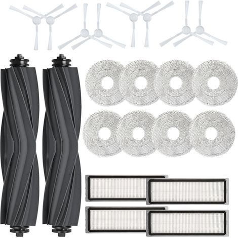 DrRobor Accessoires pour Dreame L10s Ultra, L10 Ultra, L10s Pro, Pièces de Rechange pour Xiaomi X10 Plus avec 2 Brosse Principale, 4 Filtres, 8 Chiffons de Nettoyage, 8 Brosse Latérale (1/5)