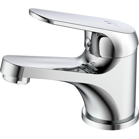 Avapax  Welora Robinet Mitigeur de lavabo sur pied - Chrome brillant - Corps en laiton - Douchette en céramique 40 mm - 1 pièce (1/2)