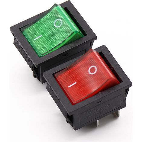 Red and green rocker switch KCD4-201N four-pin 250V with indicator light (1/4)