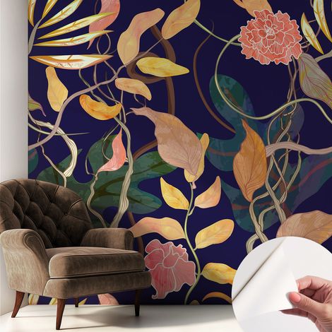 Carta da parati adesiva - lavabile - decorazione murale - per cucina - pellicola decorativa Eleganza vegetale 250x250 cm (1/5)