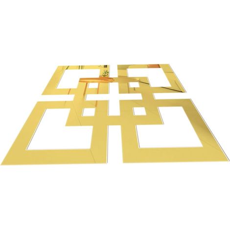 Sticker Mural Décoratif en Bois et Miroir Acrylique, Autocollant Mural Doré pour Salon et Chambre, Décoration Murale Esthétique, Installation Facile (1/5)