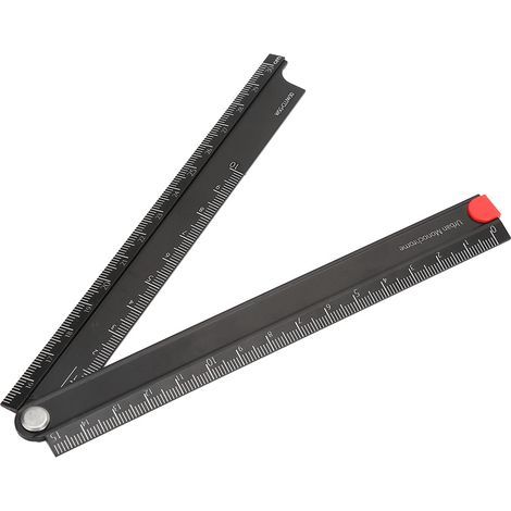 Klappbarer Metall-Schreibtischlineal (90°), tragbar, mit einem 0-300 mm langen Lineal aus Aluminiumlegierung, klar und präzise für Heimarbeit und Autofahrten. (1/5)
