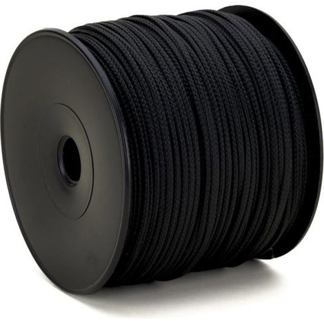 Corde tressée polypropylène Ø 1,5 mm - Bobine 100 m noire - Ficelle fine et robuste pour bricolage, DIY et usage extérieur (1/3)
