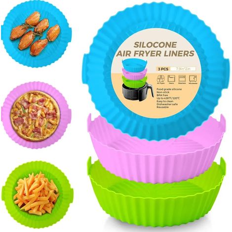 Moules en silicone pour friteuse à air chaud – lot de 3 pièces, 20 cm, réutilisables, compatibles avec Ninja, Tefal et COSORI (1/5)