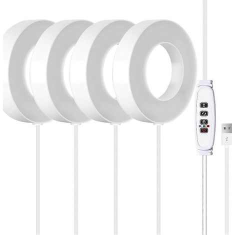Lampe de culture LED à spectre complet avec minuterie marche/arrêt automatique, à fixer au plafond ou sous un meuble, lumière jaune et blanche, lot de 4 (1/5)