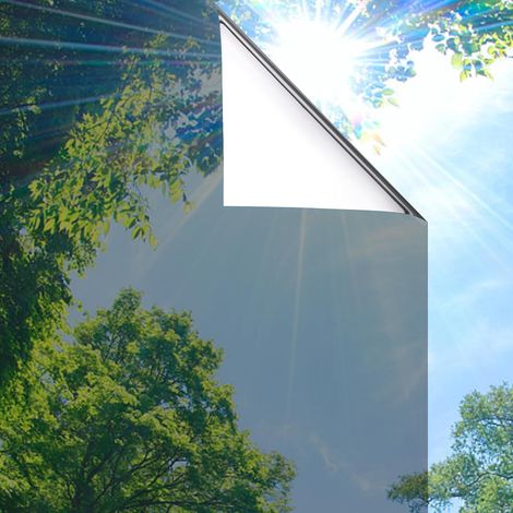 Film miroir autocollant pour fenêtre - Réfléchissant la chaleur - Protection solaire - Contrôle de la température - Protection UV - Teinte lisse - Vision unidirectionnelle (1,5 m de large sur 1 m de l (1/5)