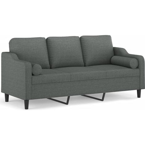 Maison Exclusive - Divano a 3 Posti con Cuscini Grigio Scuro 180 cm in Tessuto