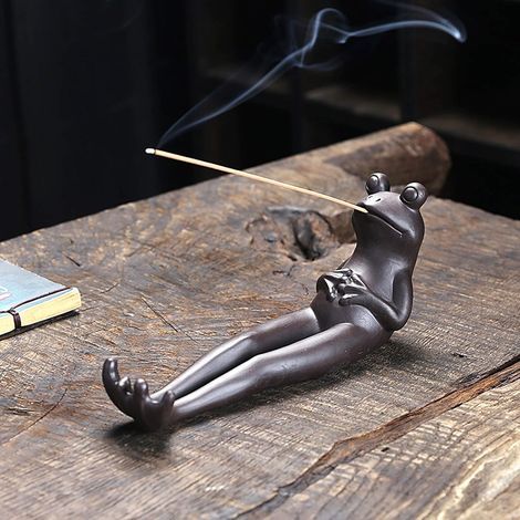 Brûle-encens en Céramique, Céramique de Receveur de Cendres, Porte-bâton d'encens Grenouille, Support à Encen Bâtons en Forme (1/5)