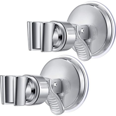 Adjustable Shower Head Holder with Suction Cup, Shower Head Bracket, Universal Mounting Bracket, ABS Plastic, Polished Chrome, Marble, Glass, Metal, Ceramic, Silver (1/4)