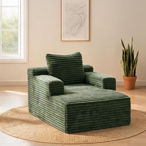 Sofa d'angle droit en tissu cord pour salon pour 1 Seat personnes (1/5)