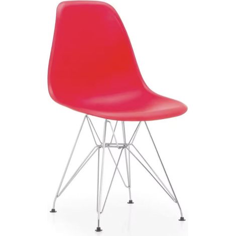 ORION91 Silla STELLA Estructura Cromada Asiento Polipropileno Color  Rojo – 48 x 41 x 82 cm Comedor Oficina Salón Teletrabajo Cocina - SpazioLuzio - Unidad (1/5)