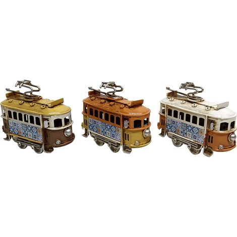 Set de 3 tranvías decorativos de metal multicolor 9 cm (1/5)