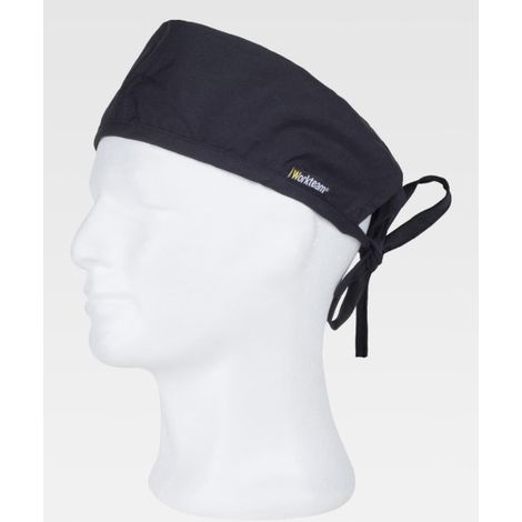 Bandana con abertura trasera. Rematada con cinta para ajustar en la nuca M614  Negro