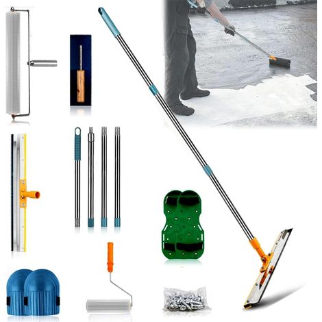 Kit d'outils de ragréage de sol et de revêtement de sol en résine époxy, avec rouleau à pointes de 50 cm, rouleau à peinture, spatule en acier inoxydable de 56 cm, chaussures à pointes, poignée (1/5)