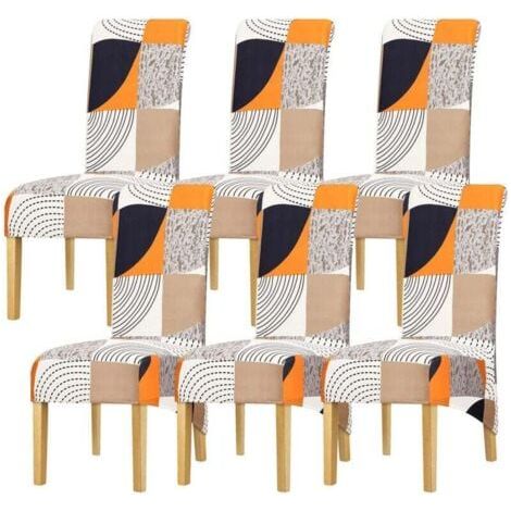 Housse de chaise à dossier haut de taille XL, impression extensible, motif à carreaux, housse de chaise pour salle à manger, banquet, hôtel, décoration d'intérieur, couleur-348, paquet de 6,--TRIMEC (1/5)