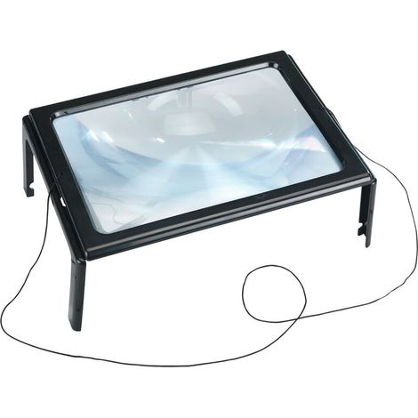 Loupe de lecture LED 300% – Loupe à poser avec éclairage LED – Dimensions 29,5 x 10,5 x 17,5 cm – Pour lecture confortable
