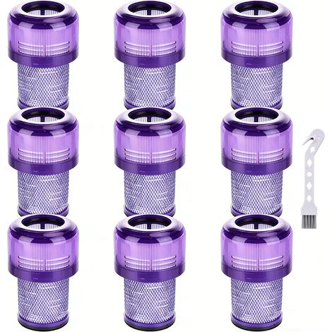 Ersatz Filter für Dyson V12 Detect Slim Staubsauger,Absolute Extra/Total Clean/Fluffy Zubehör Hinterer Filter Ersatzteil 971517-01(9 Stück Hepa Filter 1 Reinigungsbürste)