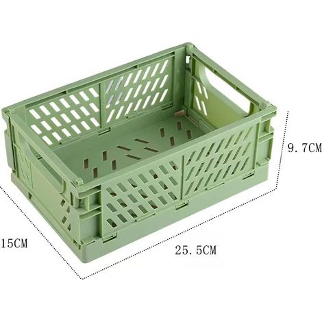 1 paquet de boîte de rangement pliable pour chambre à coucher, bureau, cuisine et décoration intérieure (25,5 x 15 x 9,7 cm), vert (1/5)
