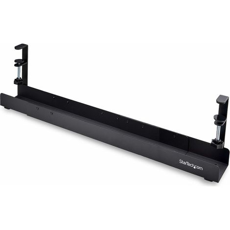 StarTech.com Bandeja Gestionador de Cables Negro - Soporte de Regleta - para Debajo del Escritorio - Ajustable en Longitud - Fijación con Mordaza - Instalación sin Perforaciónes - Negro (1/5)