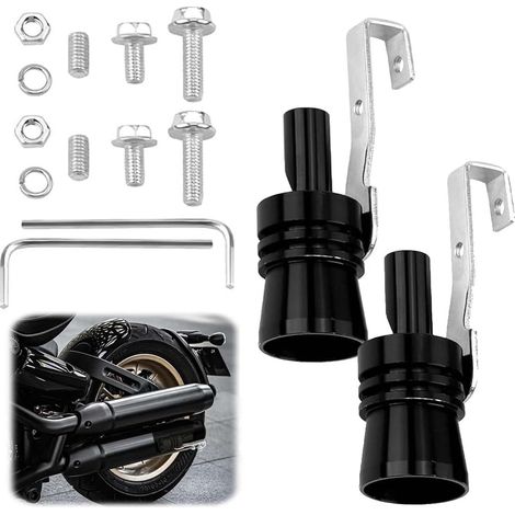 2 Pièces Simulateur de Son d'Échappement Voiture, Sifflet Turbo Universel sans Modification, Émulateur de Bruit Sport en Métal avec Outils d'Installation, Noir (1/5)