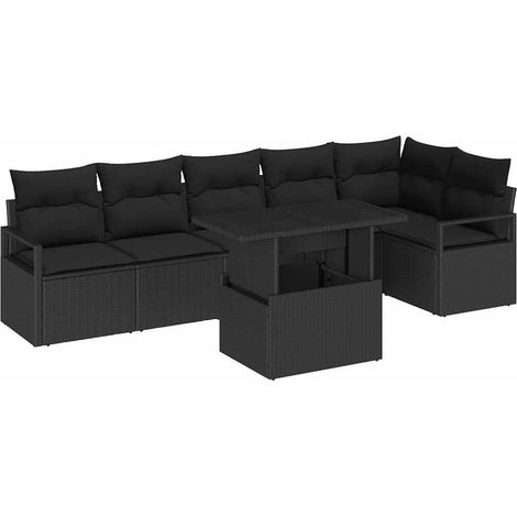 Garden Sofa Set with Storage 7 pcs Black Poly rattan vidaXL (1/5)