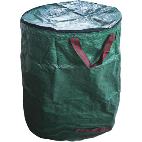 SABIR Sacs à déchets de jardin 300 L – Tissu tissé PP résistant à la déchirure – Pliables et étanches – Avec couvercle et poignées (1/5)