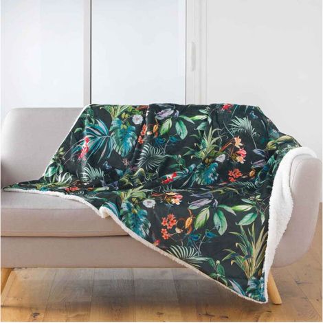 Plaid Velours Imprimé "Féerie" 125x150cm Vert (1/3)