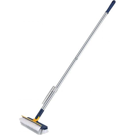 Brosse De Nettoyage - Forme Angulaire - Manche Ergonomique - Pour Carrelage Et Joint - 109x24x5 Cm - Bleu Marine (1/5)