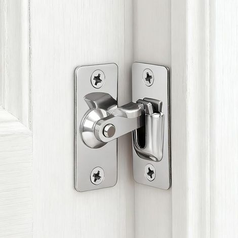 Chiusura Della Porta Scorrevole Di 90 Gradi In Acciaio Inox Serratura, Porta Interna Serratura Di Sicurezza Ad Angolo Retto Per Porta Scorrevole (Argento) (1/5)