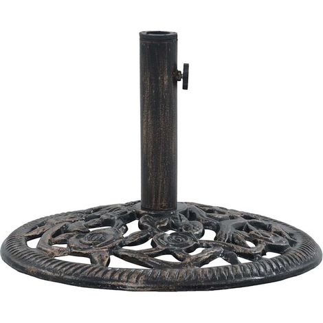 Socle de parasol bronze 12 kg 48 cm fonte - Socle de parasol lourd résistant pour jardin terrasse extérieur (1/5)