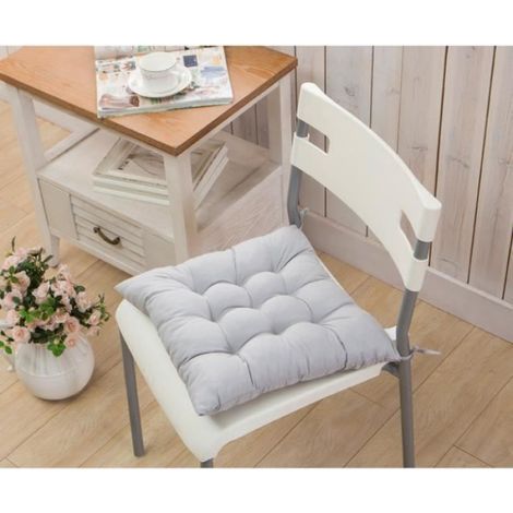 Coussin De Chaise - 40x40 Cm - 100% Coton - Gris Canon De Fusil - Lot De 4