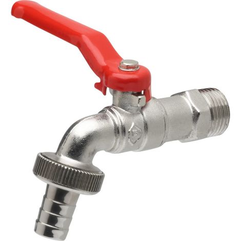 Meister Rubinetto a sfera – 20,95 mm (1/2 pollici) AG – con attacco per tubo flessibile – ottone di alta qualità – ideale come rubinetto esterno/rubinetto per serbatoi di acqua piovana / (1/2)
