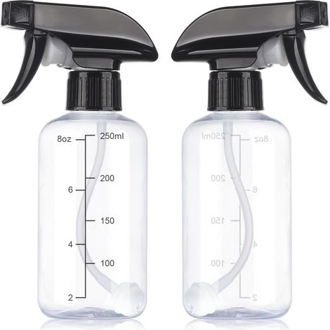 Flacon pulvérisateur 2 bouteilles 10 OZ, 360 ° n'importe quel angle Spray Clean plastique flacon pulvérisateur d'eau brouillard fin vide petit pot de pulvérisation conteneur (1/5)