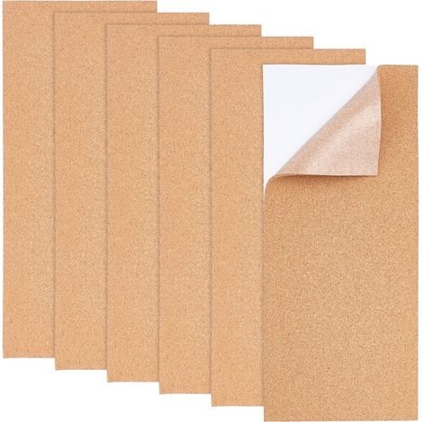6 Feuilles de liège, auto-adhésives 15x35cm, épaisseur 2mm, pour décoration murale et bricolage