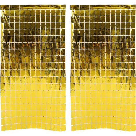 Rideaux à Franges en Feuille D'aluminium Or Plastique 2 Pièces (1/5)