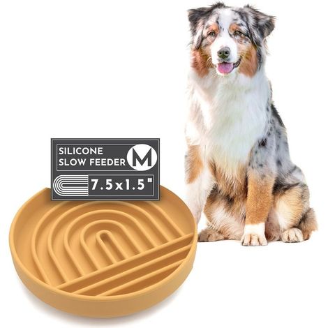 Gamelle anti-glouton en silicone, idéale pour les chiens et les chiots qui mangent lentement. Son design moderne avec coussinet à lécher réduit les risques d'ingestion. 19 cm de large x 4 cm de haut.