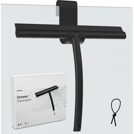 Duschabzieher mit Silikonhalterung und Edelstahlkern, schwarz, groß