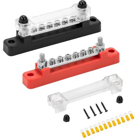 2-teilige 150A DC 12V-48V Verteilerleiste mit Schutzabdeckung und M4-Schrauben für Auto/Boot (1/5)
