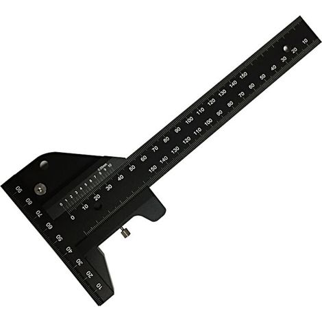 Règle de Menuiserie, Règle de Traçage Multifonctionnelle pour le Travail du Bois, Règle en forme de T en aluminium, Dispositif de traçage, Outil de mesure de 0-280mm, Mesure précise à 0,02 mm (1/5)
