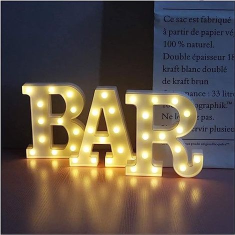Lettres lumineuses BAR - 22 cm - Blanches - LED