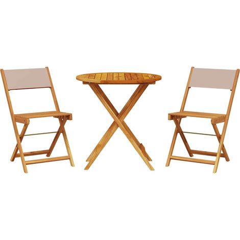 Maison Exclusive - Set da Bistrot 3pz Tortora in Tessuto e Legno Massello (1/5)